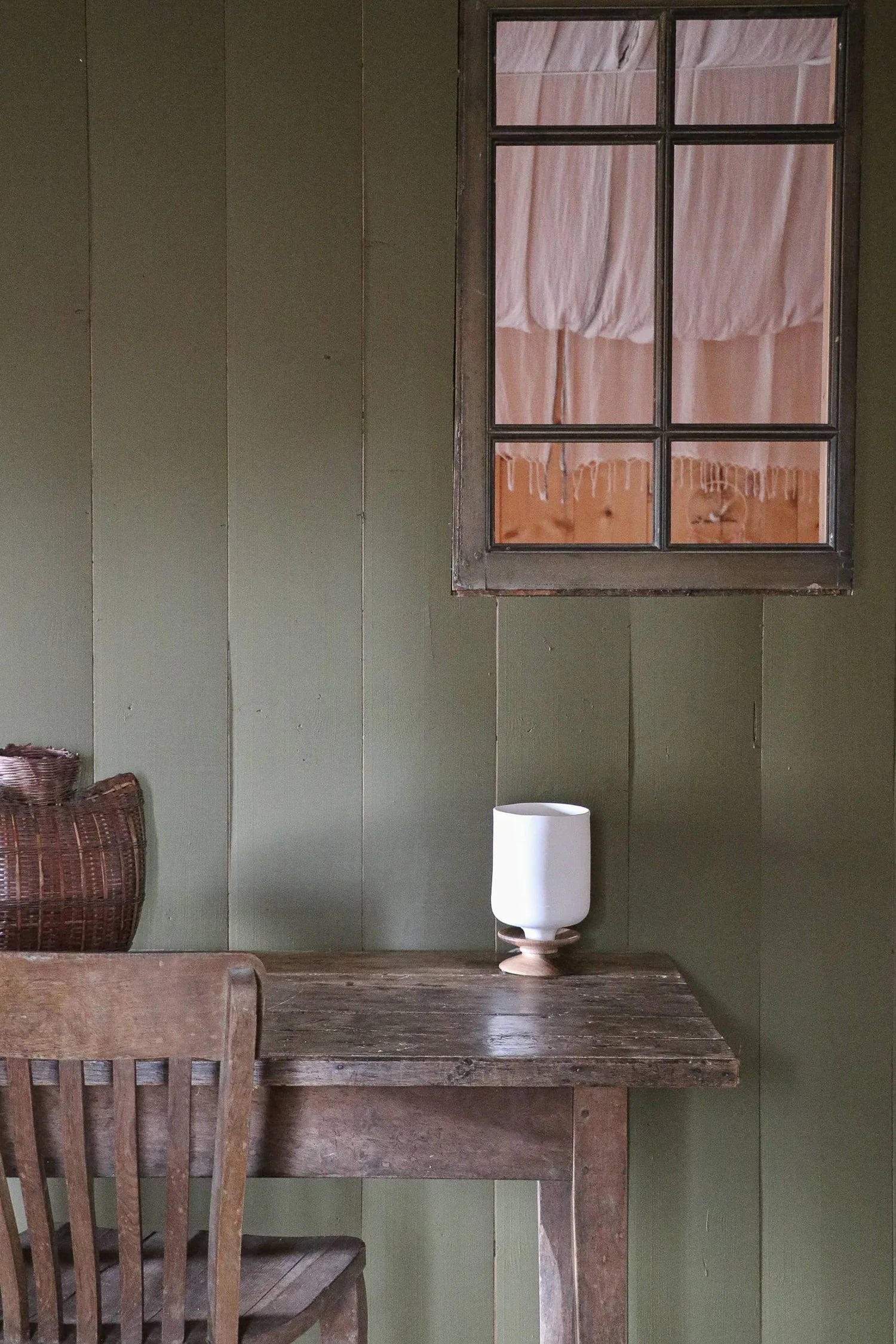 Lampe à poser porcelaine et bois IKI 1