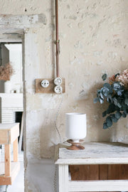 Lampe à poser porcelaine et bois IKI 1